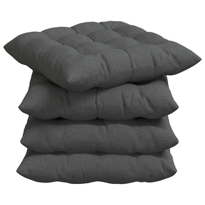 Poduszki na siedziska 4 pcs Ciemnoszary 40 x 40 x 6 cm tkanina