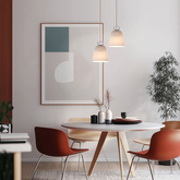 Lampa wisząca SEWILLA biała - z ceramicznym kloszem - skandynawska lampa do kuchni i jadalni