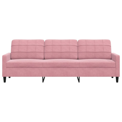 Sofa 3-osobowa, różowa, 210 cm, obita aksamitem