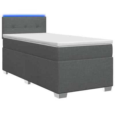 Łóżko Box Spring z materacem i LED ciemnoszary 100 x 200 cm