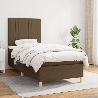 vidaXL Łóżko kontynentalne z materacem, brązowe, tkanina, 80x200 cm wariant 13