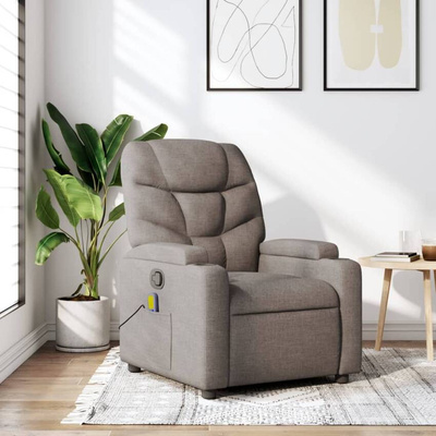 vidaXL Rozkładany fotel masujący, taupe, obity tkaniną wariant 10