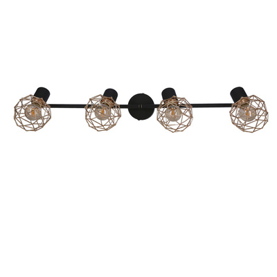 Lampa ścienna sufitowa listwa czarny klosz miedziany 4x40W E14 Acrobat 94-22226