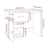 vidaXL Biurko, czarne, 95x50x75 cm, lite drewno sosnowe