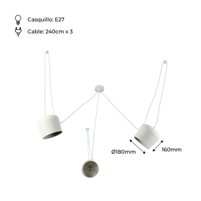 Nowoczesna Lampa Wisząca 3x?30cm Biała Abruzzo Rittoro