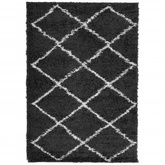 vidaXL Dywan z długim włosiem PAMPLONA, czarno-kremowy, 140x200 cm