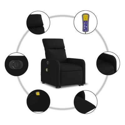 vidaXL Podnoszony fotel masujący, elektryczny, rozkładany, czarny