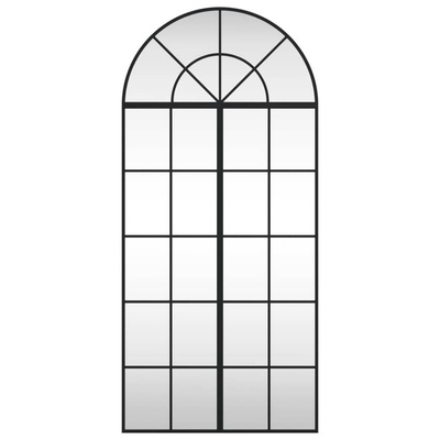 vidaXL Lustro ścienne, czarne, 60x130 cm, zakończone łukiem, żelazo