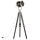 Lampa podłogowa na trójnogu, czarna, lite drewno mango, 171 cm