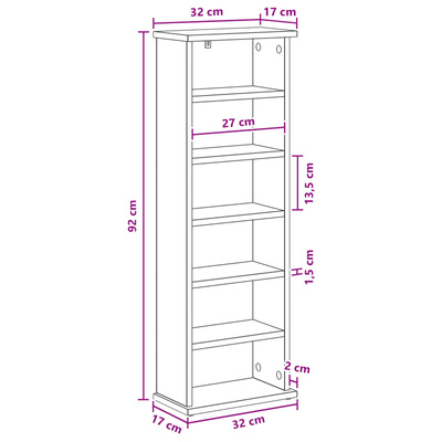 Kabinet na płyty CD Stare drewno 60 x 17 x 92 cm