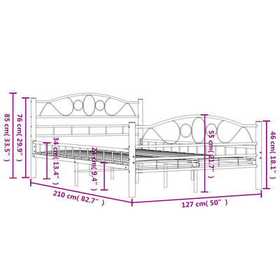 Rama łóżka, czarna, stalowa, 120 x 200 cm