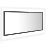 vidaXL Lustro łazienkowe LED, wysoki połysk szare, 100x8,5x37cm, akryl