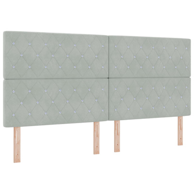 Łóżko kontynentalne z materacem jasnoszary 200 x 200 cm Welur