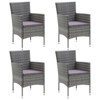 vidaXL Krzesła ogrodowe, 4 szt., rattan PE, szare