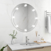vidaXL Lustro ścienne z lampkami LED, bez ramy, okrągłe, szklane