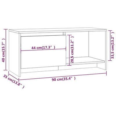 vidaXL Szafka pod TV, brązowy dąb 90x35x40 cm, materiał drewnopochodny