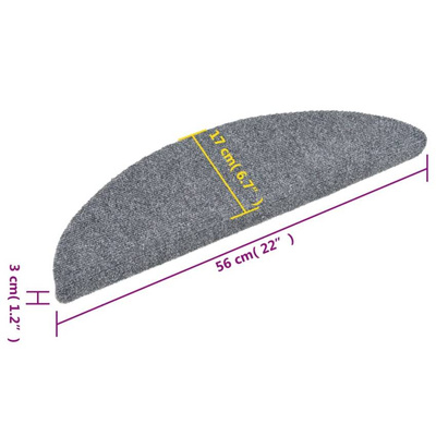 vidaXL Samoprzylepne nakładki na schody, 15 szt., 56x17x3 cm, szare