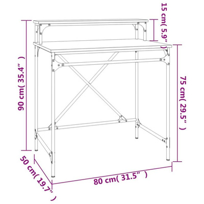 vidaXL Biurko, czarne, 80x50x90 cm, materiał drewnopochodny i żelazo