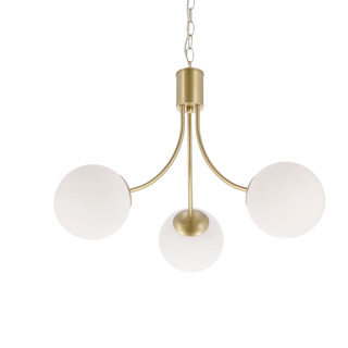 Lampa wisząca Dani mosiądz 3x40W E14 – elegancka oprawa z białym kloszem do salonu i jadalni