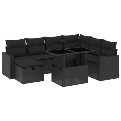 8-cz. zestaw wypoczynkowy do ogrodu, z poduszkami, czarny