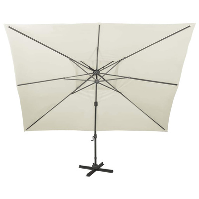 Parasol ogrodowy Cantilever z podwójną górą, piaskowy, 400x300 cm