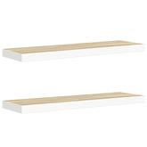 vidaXL Półki ścienne, 2 szt., dębowo-białe, 80x23,5x3,8 cm, MDF