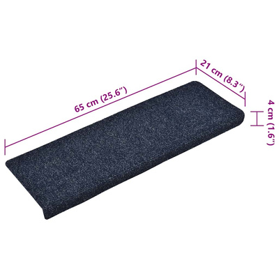 Maty na schody samoprzylepne 15 szt. 65x21x4 cm Niebieskie prostokątne krawędzie