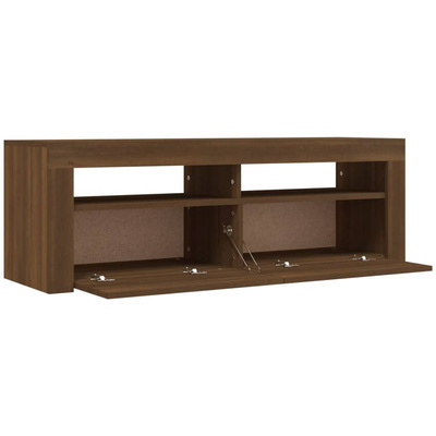 vidaXL Szafka pod TV z oświetleniem LED, brązowy dąb, 120x35x40 cm model standard