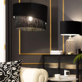 Lampa Wisząca z Czarnego Aksamitu Abruzzo Fonte E27
