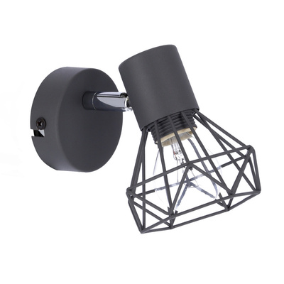 Kinkiet szary druciany pojedynczy 1X40W E14 Verve 91-60969
