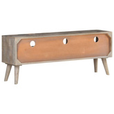 vidaXL Szafka pod TV, szara, 130x35x51 cm, lite, surowe drewno mango