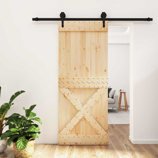Drzwi przesuwne Naturalny i czarny 85 x 210 cm