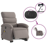 vidaXL Podnoszony fotel masujący, elektryczny, rozkładany, kolor taupe