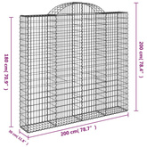 Kosze gabionowe, 5 szt, 200x30x180/200 cm, galwanizowane żelazo