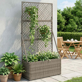Donica ogrodowa z trellem Szary 70 x 30 x 135 cm polirattan