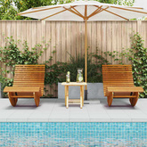 Leżak 2-osoba 2 pcs Brązowy 154 x 60 x 74 cm Lite Drewno Akacji
