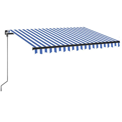 Ręcznie zwijana markiza z LED, 350 x 250 cm, niebiesko-biała