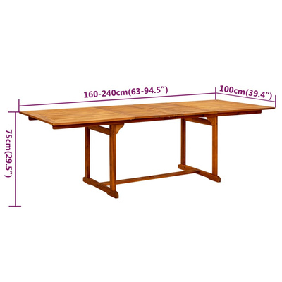 9-częściowy zestaw mebli ogrodowych, lite drewno akacjowe, 160-240 cm