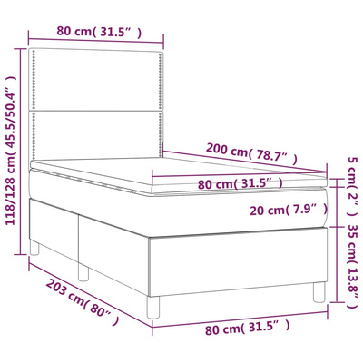 vidaXL Łóżko kontynentalne z materacem, różowe, aksamit, 80x200 cm wariant 7