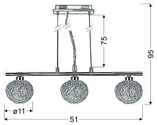 Lampa wisząca chrom szklany klosz w oplocie 3x40W Sphere Candellux 33-14023