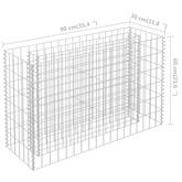 vidaXL Podwyższona donica gabionowa, galwanizowana stal, 90x30x60 cm