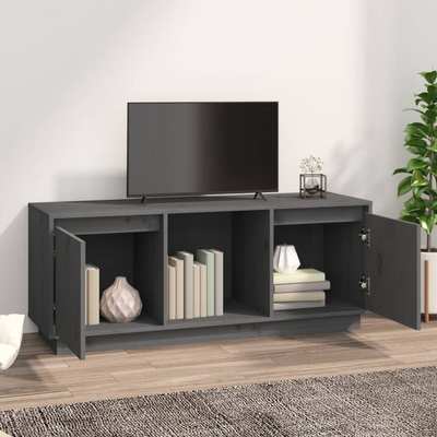 vidaXL Szafka pod TV, szara, 110,5x35x44 cm, lite drewno sosnowe