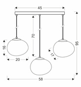 Lampa wisząca STONES w stylu Japandi - podłużna z akrylowymi kloszami 20 cm w kształcie kamienia - minimalistyczna lampa nad stół 3x E27