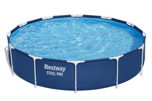 Basen Ogrodowy Stelażowy Z Pompą Niebieski 366x76 cm Zestaw Bestway 56681