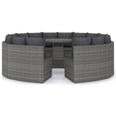 9-częściowa sofa do ogrodu, z poduszkami, polirattan, szara