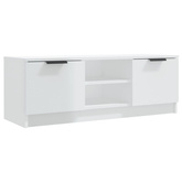 vidaXL Szafka pod TV, wysoki połysk, biała, 100x35x55 cm