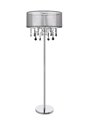 Lampa podłogowa chromowa / czarna z kryształkami Sottile Candellux 53-73945