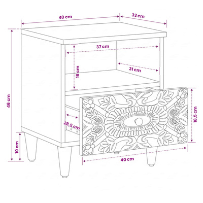 Szafka łóżkowa 2 szt. Brązowy 40 x 33 x 46 cm Drewno z mango