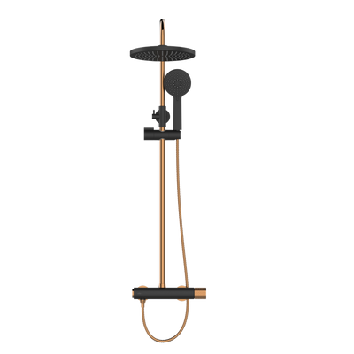 DESZCZOWNIA Z BATERIĄ NATRYSK MOONLIGHT PLUS INVENA TREND CZARNA/ROSE