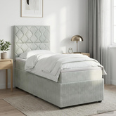 Łóżko z box spring LED z materacem jasnoszary 100 x 200 cm